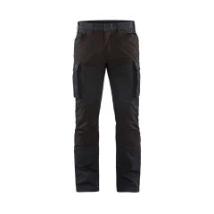 Blåkläderin joustavat työhousut stretch-kaitaleilla. Kestävät työhousut kapenevilla lahkeilla. Kangas joustava cordura denim. Hyvät työhousut rakentajalle, maatalouteen, kuljetusalalle.