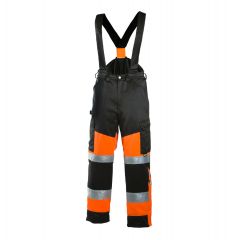 Huomioväriset talvihousut olkaimilla, oranssimusta Dimex 6022