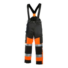 Huomioväriset talvihousut olkaimilla, oranssimusta Dimex 6022